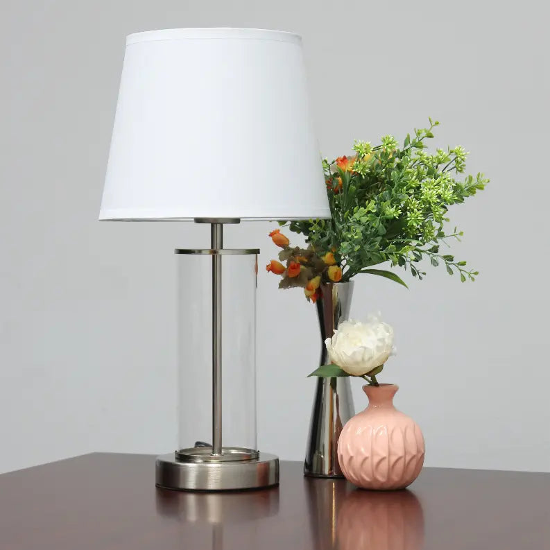 Simple Designs Encased Metal and Clear Glass Table Lamp All The Rages, Inc.