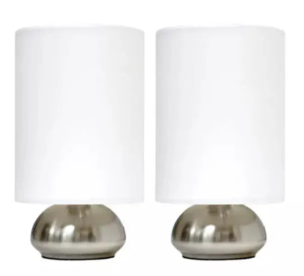 Simple Designs Gemini 2 Pack Mini Touch Lamp with Brushed Nickel Base and Fabric Shades All The Rages, Inc.