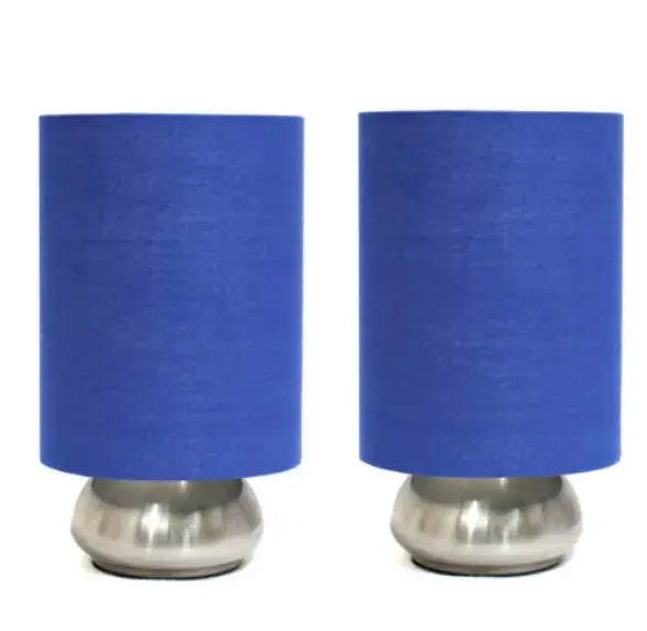 Simple Designs Gemini 2 Pack Mini Touch Lamp with Brushed Nickel Base and Fabric Shades All The Rages, Inc.