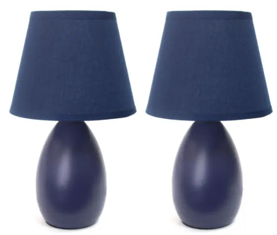Simple Designs Mini Egg Oval Ceramic Table Lamp 2 Pack Set All The Rages, Inc.