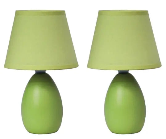 Simple Designs Mini Egg Oval Ceramic Table Lamp 2 Pack Set All The Rages, Inc.