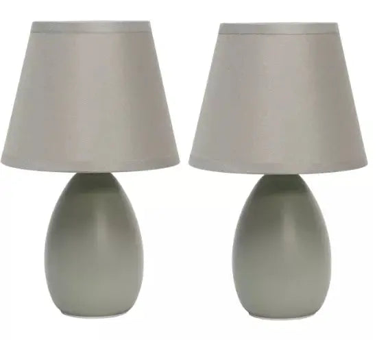 Simple Designs Mini Egg Oval Ceramic Table Lamp 2 Pack Set All The Rages, Inc.