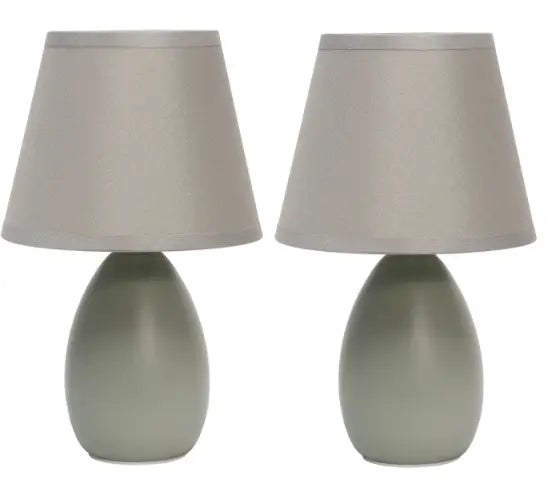 Simple Designs Mini Egg Oval Ceramic Table Lamp 2 Pack Set All The Rages, Inc.
