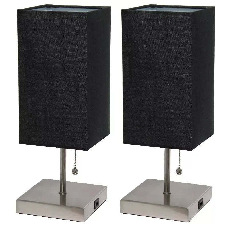 Simple Designs Petite Stick Lamp with USB Charging Port and Fabric Shade 2 Pack Set All The Rages, Inc.