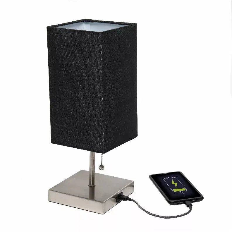 Simple Designs Petite Stick Lamp with USB Charging Port and Fabric Shade 2 Pack Set All The Rages, Inc.