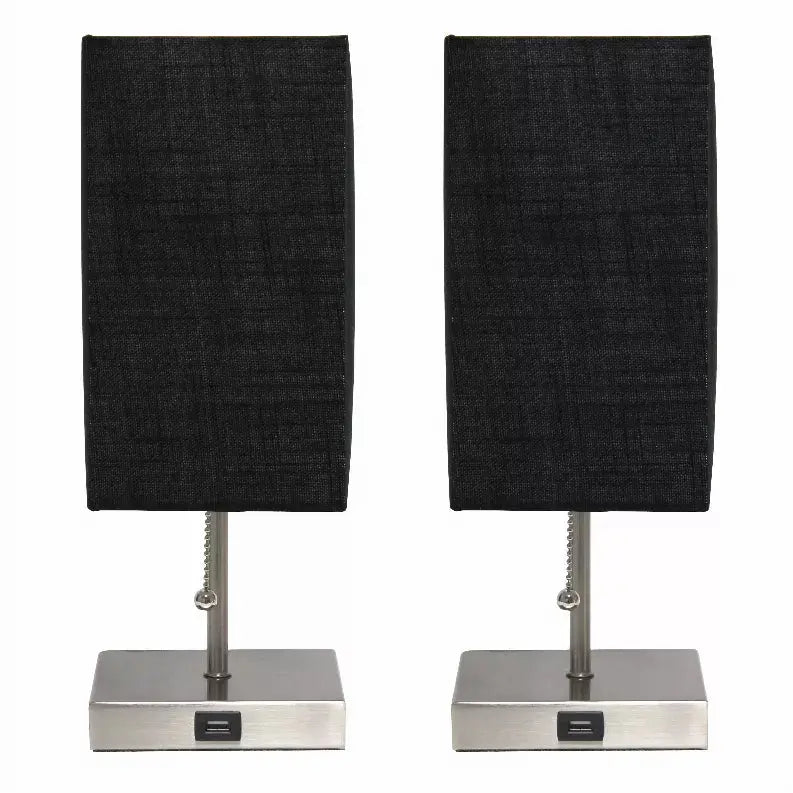 Simple Designs Petite Stick Lamp with USB Charging Port and Fabric Shade 2 Pack Set All The Rages, Inc.