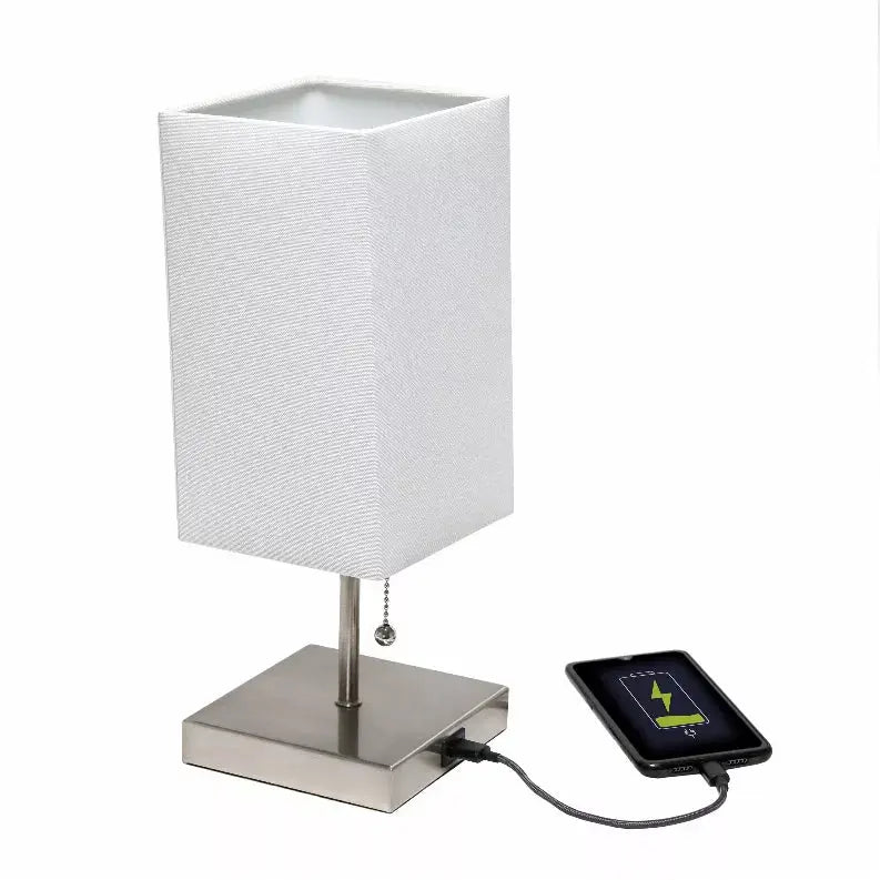 Simple Designs Petite Stick Lamp with USB Charging Port and Fabric Shade 2 Pack Set All The Rages, Inc.