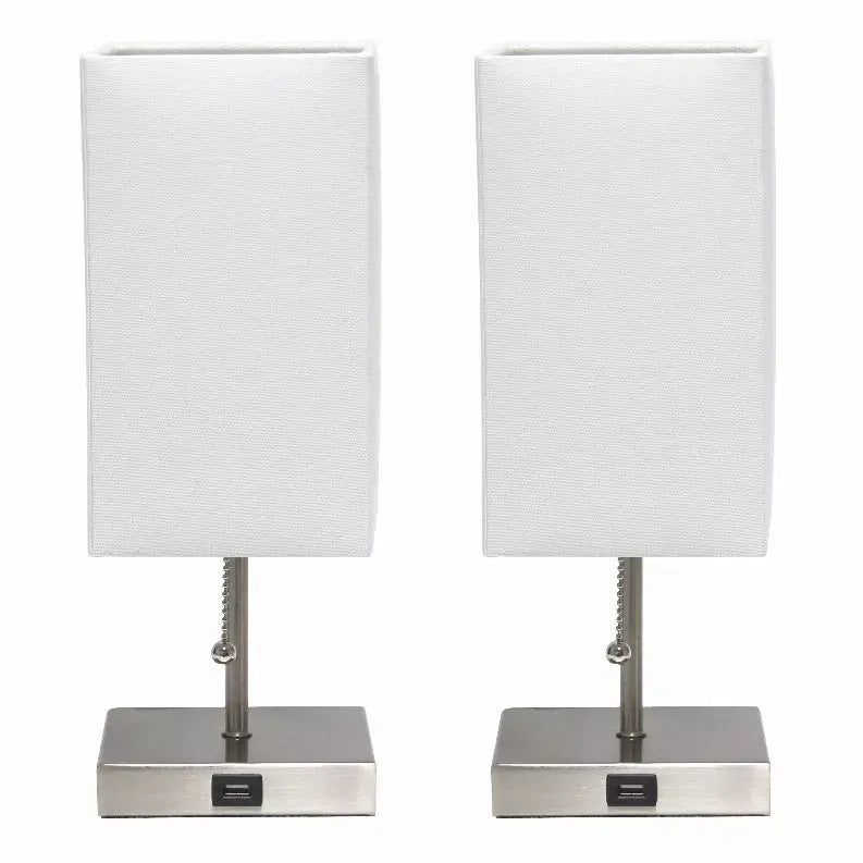 Simple Designs Petite Stick Lamp with USB Charging Port and Fabric Shade 2 Pack Set All The Rages, Inc.