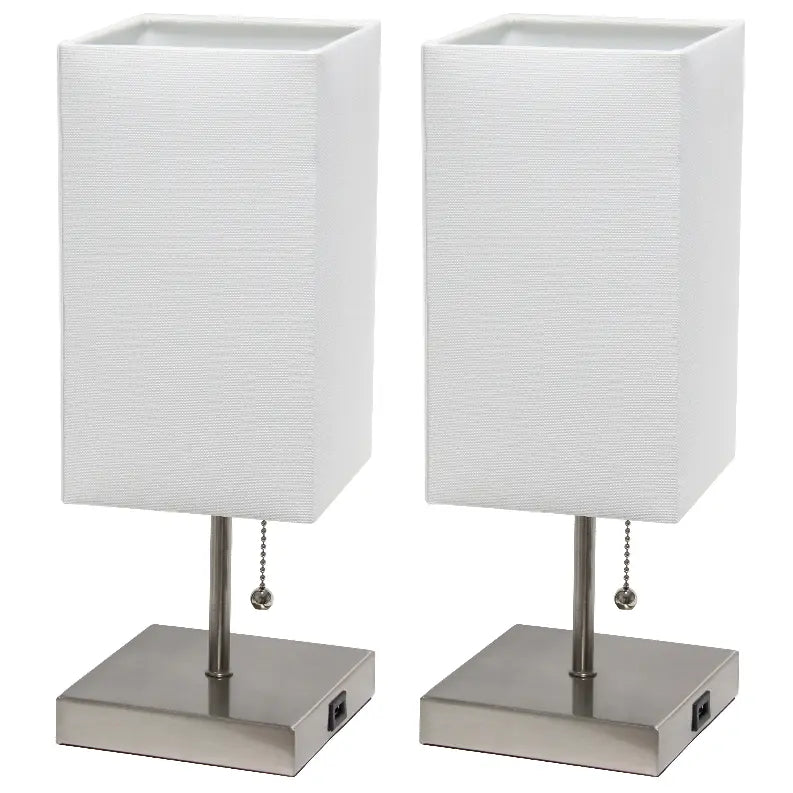 Simple Designs Petite Stick Lamp with USB Charging Port and Fabric Shade 2 Pack Set All The Rages, Inc.