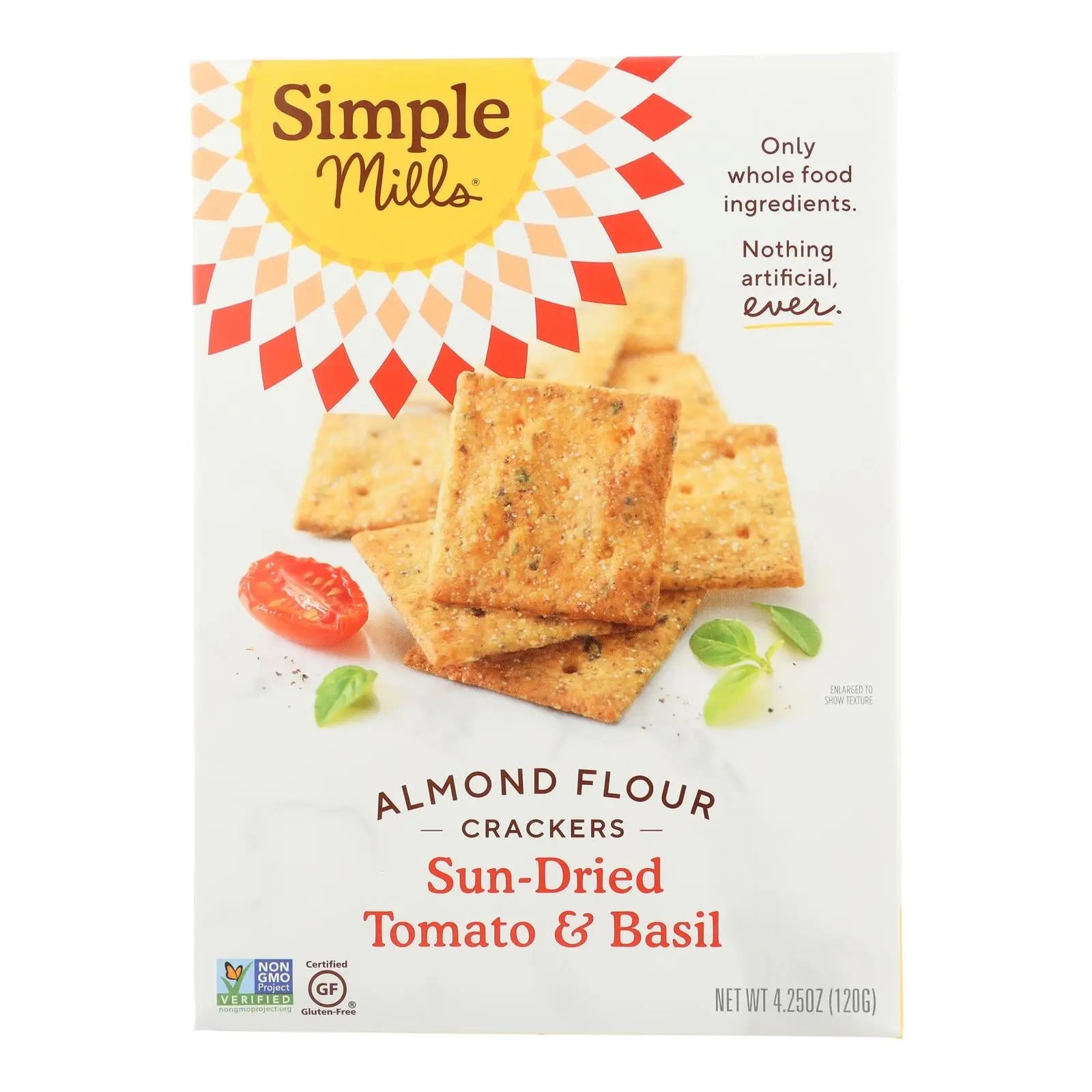 Simple Mills Sun Dried Tomato And Basil Almond Flour Crackers - Case Of 6 - 4.25 Oz. Simple Mills