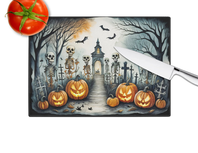 Skeleton Spooky Halloween Glass Cutting Board Caroline's Treasures