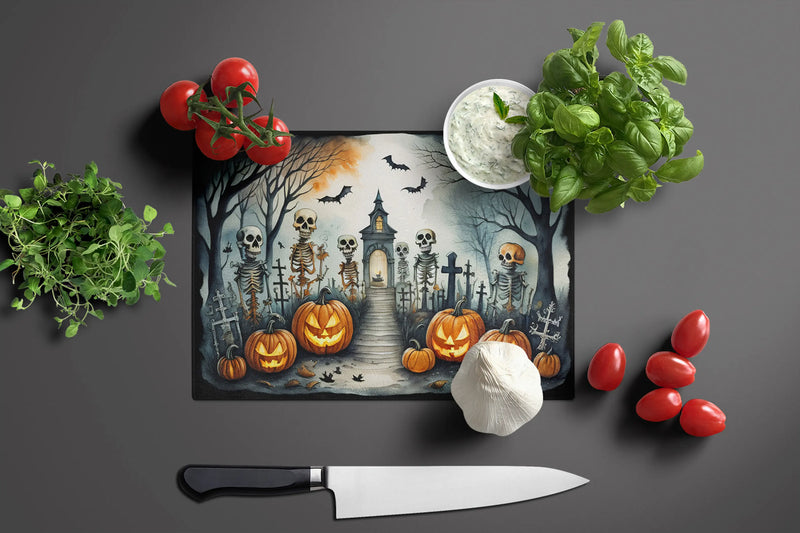 Skeleton Spooky Halloween Glass Cutting Board Caroline's Treasures
