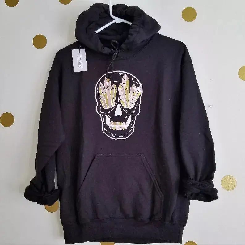 Skull Hoodie with Color Crystals Black Cat Bazaar