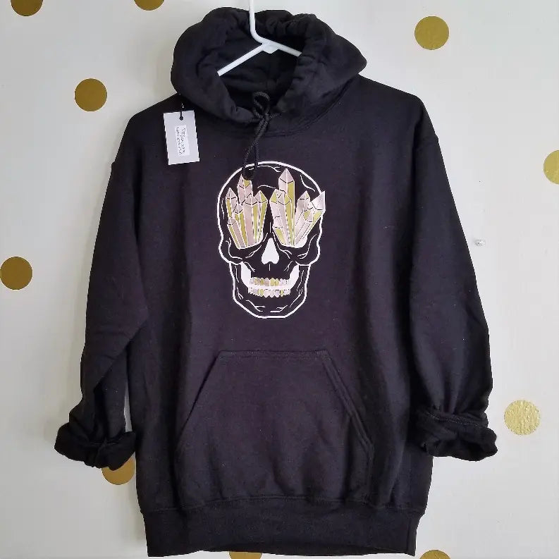 Skull Hoodie with Color Crystals Black Cat Bazaar