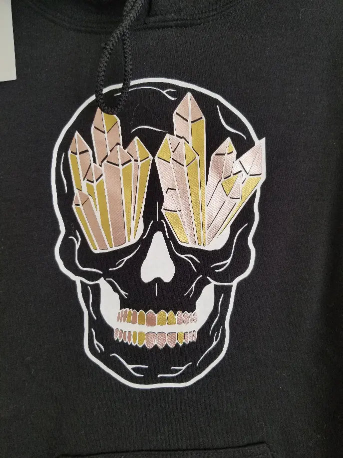 Skull Hoodie with Color Crystals Black Cat Bazaar