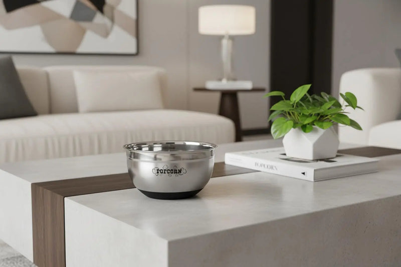 Sleek Stainless Steel Popcorn Serving Bowl Homeroots Kitchen & Dining