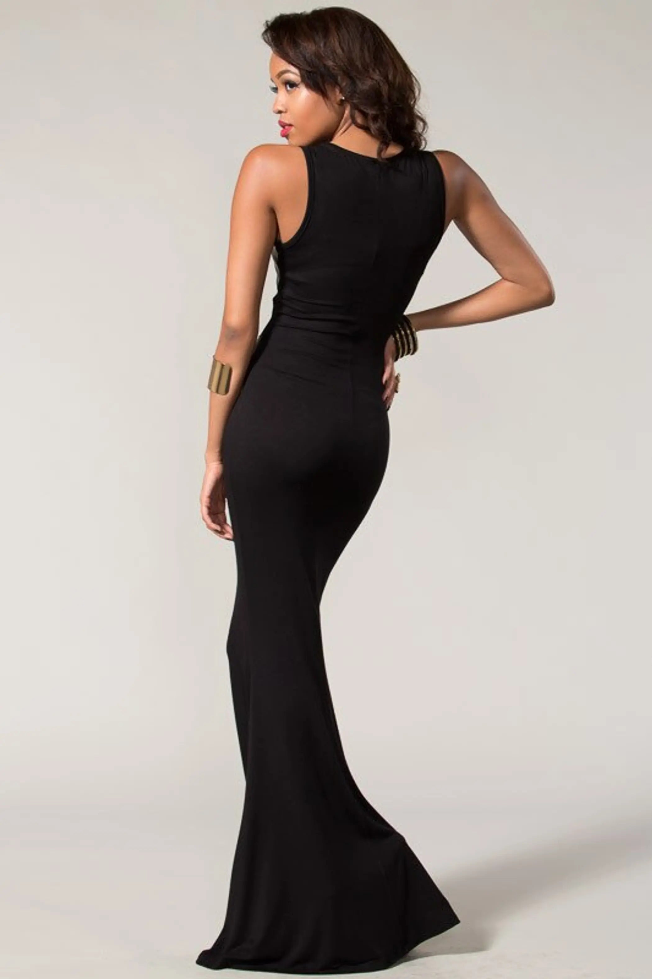 Sleeveless Body hugging Mesh Maxi Dress SurelyMine
