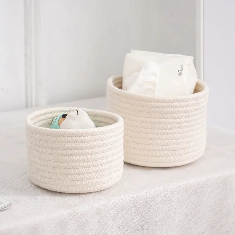 Small Cotton Rope Under-Bed Storage Box, Woven Under-Bed Storage Basket, Snack Basket, Home Storage Organizer GreatEagleInc