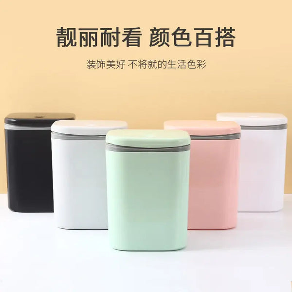 Small Desktop Trash Can for Home Office High-End Dormitory Press with Lid Mini Plastic Storage Trash Can GreatEagleInc