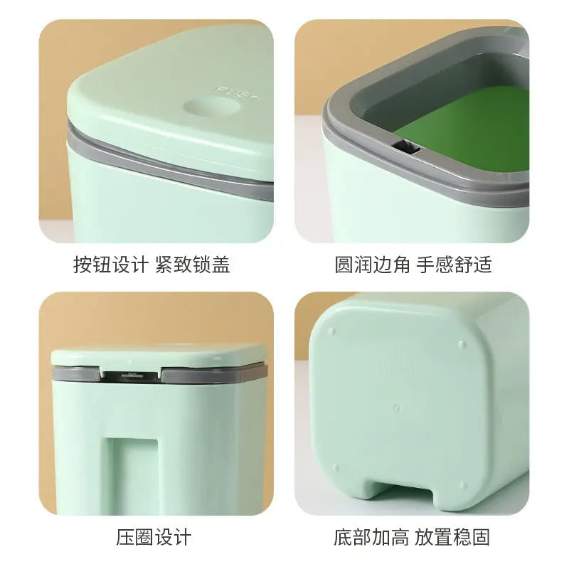 Small Desktop Trash Can for Home Office High-End Dormitory Press with Lid Mini Plastic Storage Trash Can GreatEagleInc