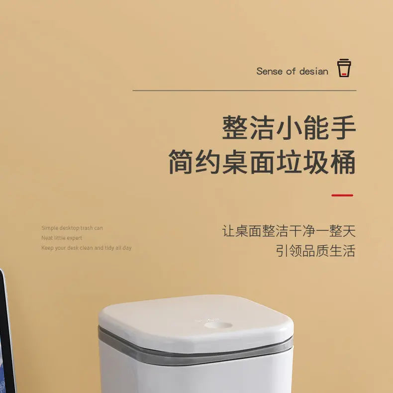 Small Desktop Trash Can for Home Office High-End Dormitory Press with Lid Mini Plastic Storage Trash Can GreatEagleInc