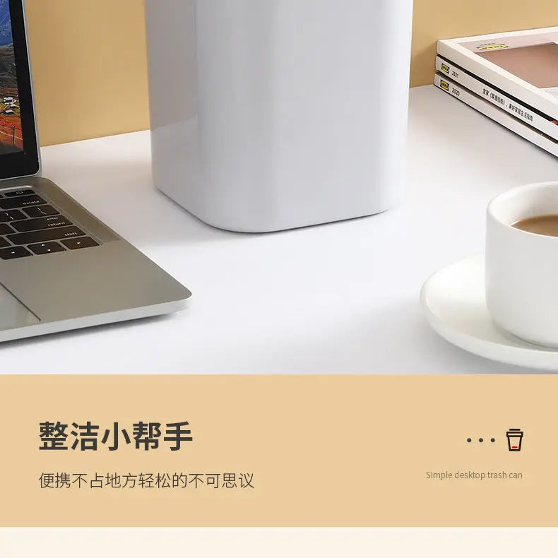 Small Desktop Trash Can for Home Office High-End Dormitory Press with Lid Mini Plastic Storage Trash Can GreatEagleInc