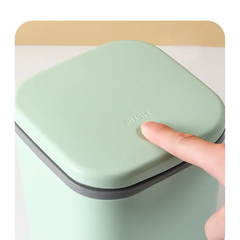 Small Desktop Trash Can for Home Office High-End Dormitory Press with Lid Mini Plastic Storage Trash Can GreatEagleInc