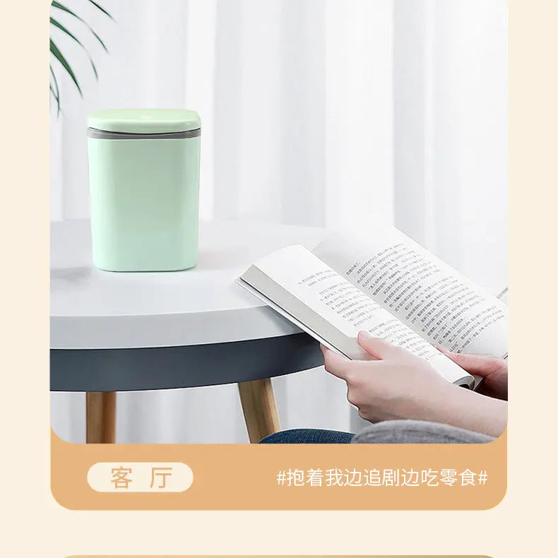 Small Desktop Trash Can for Home Office High-End Dormitory Press with Lid Mini Plastic Storage Trash Can GreatEagleInc