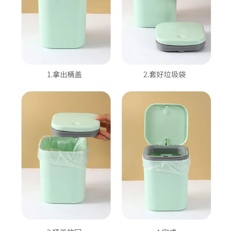 Small Desktop Trash Can for Home Office High-End Dormitory Press with Lid Mini Plastic Storage Trash Can GreatEagleInc