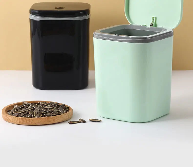 Small Desktop Trash Can for Home Office High-End Dormitory Press with Lid Mini Plastic Storage Trash Can GreatEagleInc