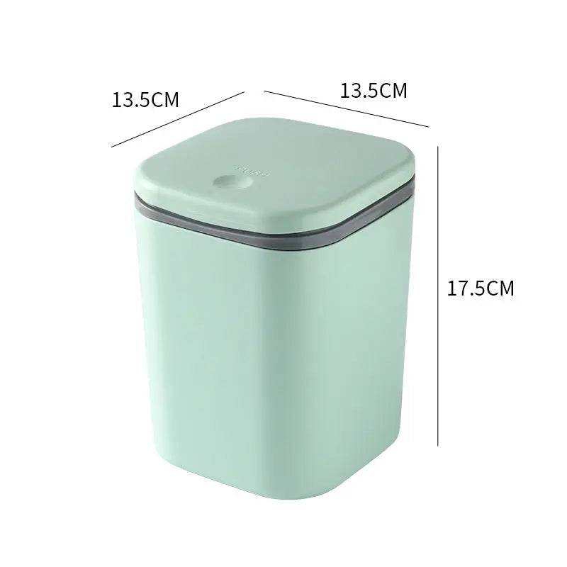 Small Desktop Trash Can for Home Office High-End Dormitory Press with Lid Mini Plastic Storage Trash Can GreatEagleInc