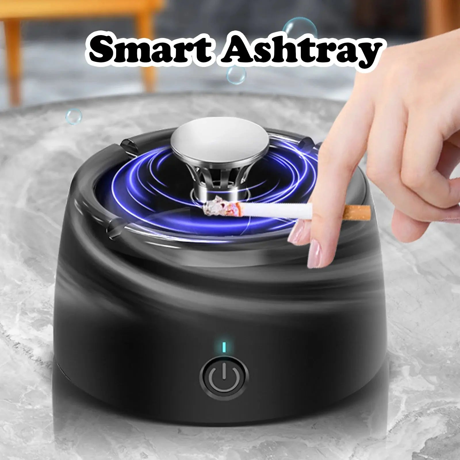 Smart Ashtray with USB Rechargeable Battery, Powerful Motor, Modern Design Ideal for Home, Office, Restaurant Use, Gift GreatEagleInc
