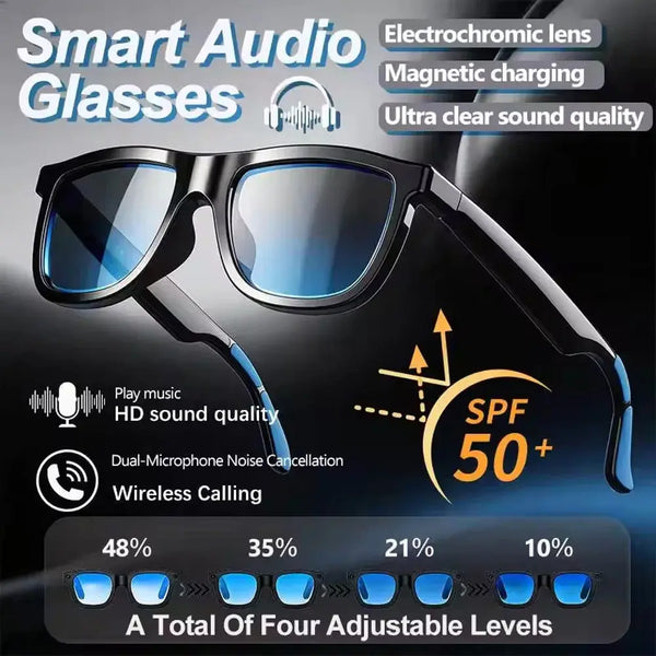 Smart Audio Glasses 2026 Touch Color Changing Lens Dual Microphone Noise Reduction Super Clear Sound Bluetooth Sunglasses Wirele GreatEagleInc