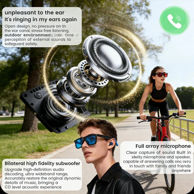Smart Audio Glasses 2026 Touch Color Changing Lens Dual Microphone Noise Reduction Super Clear Sound Bluetooth Sunglasses Wirele GreatEagleInc