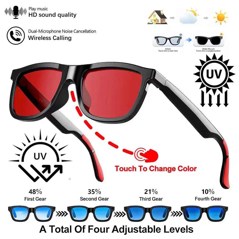 Smart Audio Glasses 2026 Touch Color Changing Lens Dual Microphone Noise Reduction Super Clear Sound Bluetooth Sunglasses Wirele GreatEagleInc