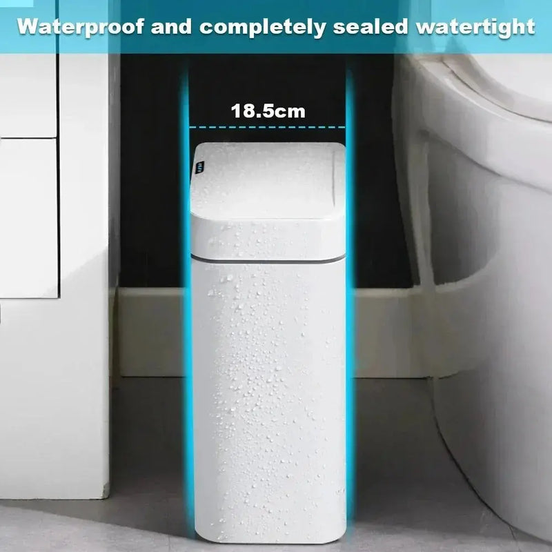 Smart Bathroom Trash Can Automatic Bagging Electronic Trash Can White Touchless Narrow Smart Sensor Garbage Bin Smart Home 15L GreatEagleInc