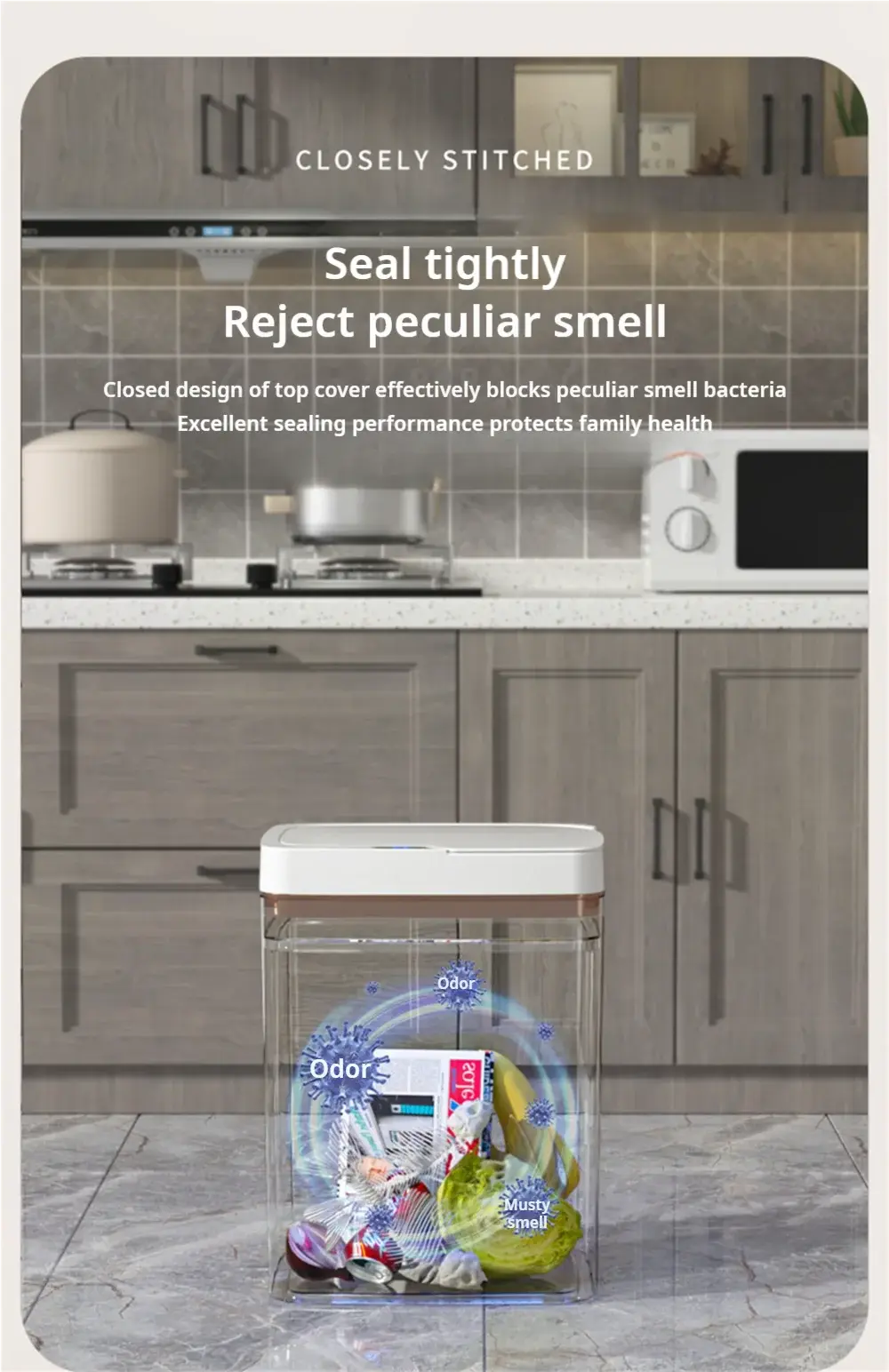 Smart Bathroom Trash Can Automatic Bagging Electronic Trash Can White Touchless Narrow Smart Sensor Garbage Bin Smart Home 15L GreatEagleInc