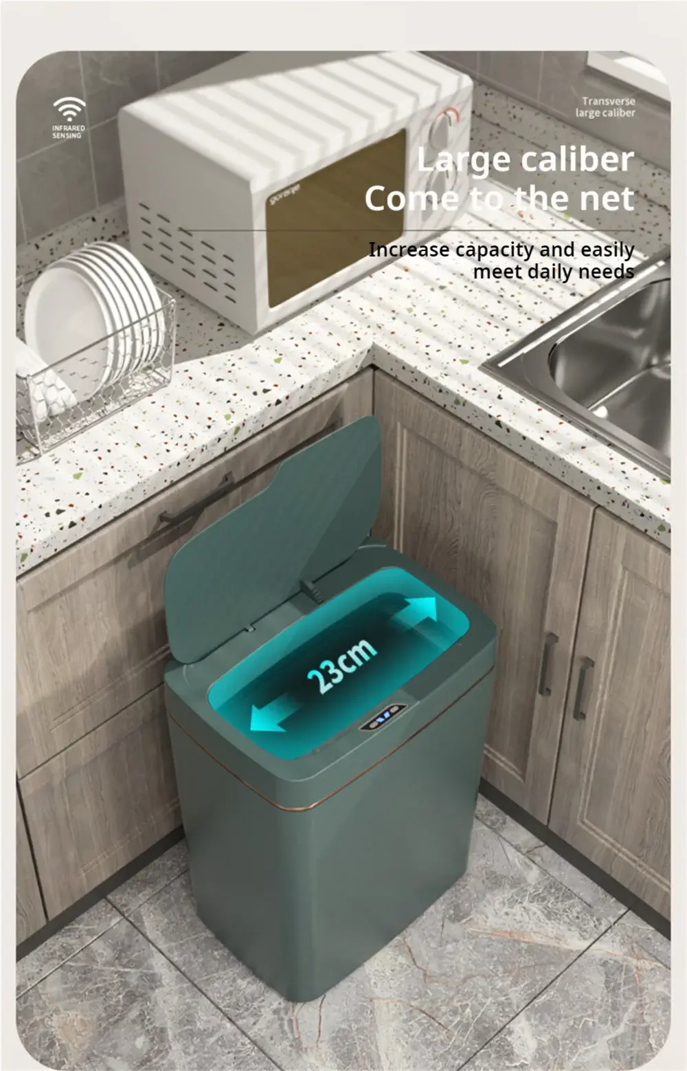 Smart Bathroom Trash Can Automatic Bagging Electronic Trash Can White Touchless Narrow Smart Sensor Garbage Bin Smart Home 15L GreatEagleInc