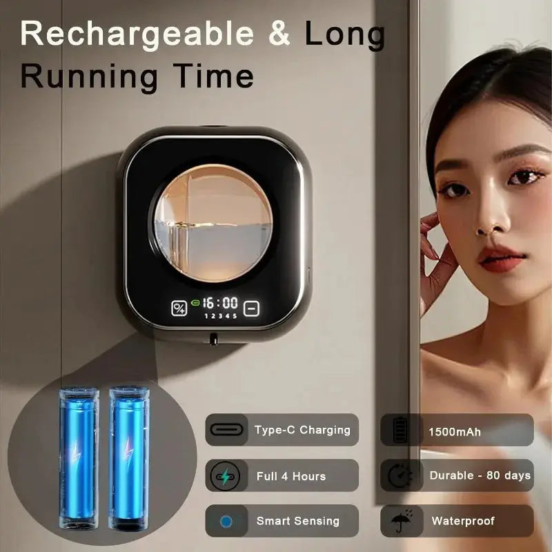 Smart Induction Hand Washer Sensor Wall Mounted Foam Infrared Sensor Liquid Soap Dispensers with Temperature Digital Display GreatEagleInc