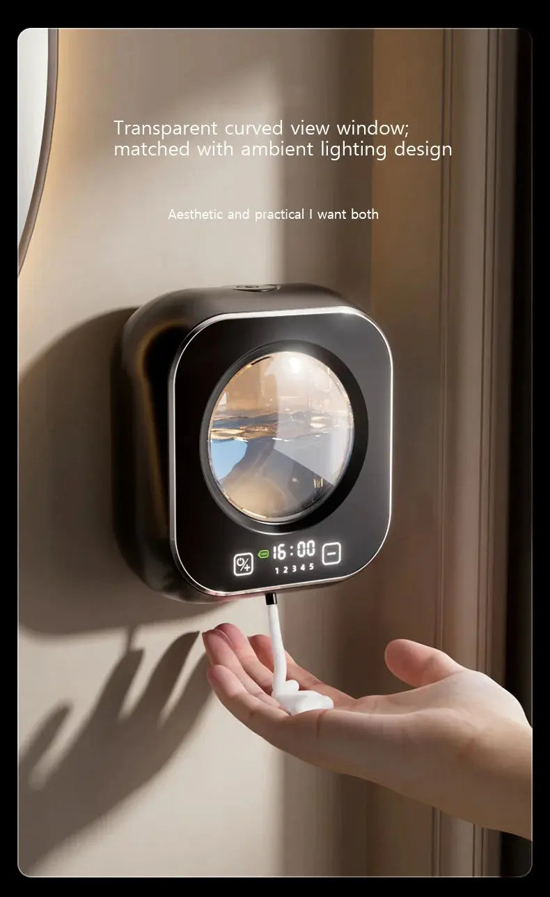 Smart Induction Hand Washer Sensor Wall Mounted Foam Infrared Sensor Liquid Soap Dispensers with Temperature Digital Display GreatEagleInc