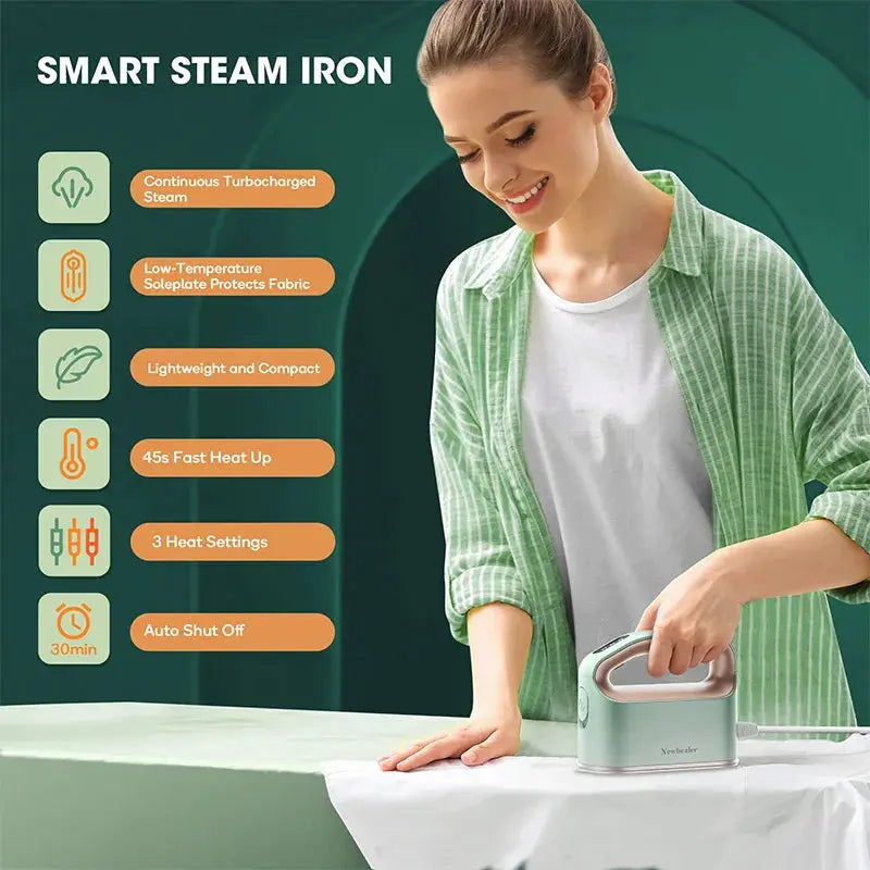 Smart Iron for Clothes Travel Household Tools Fast Heat-Up Nonstick Ceramic Soleplate for Home GreatEagleInc