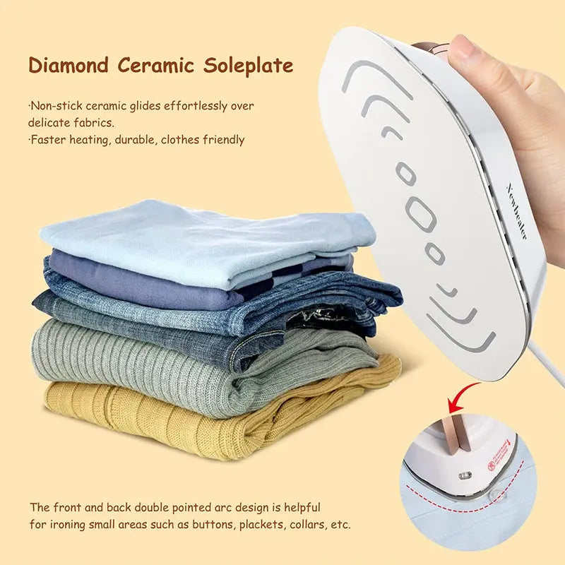 Smart Iron for Clothes Travel Household Tools Fast Heat-Up Nonstick Ceramic Soleplate for Home GreatEagleInc