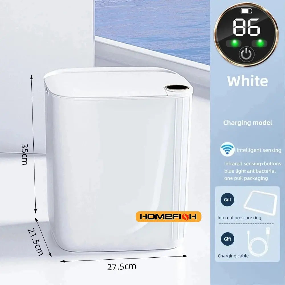 Smart Sensor Trash Can - Auto Wastebin with Screen & Type-C Charging, Suitable for Toilet/Kitchen/Bathroom, Smart Home Wastebask GreatEagleInc