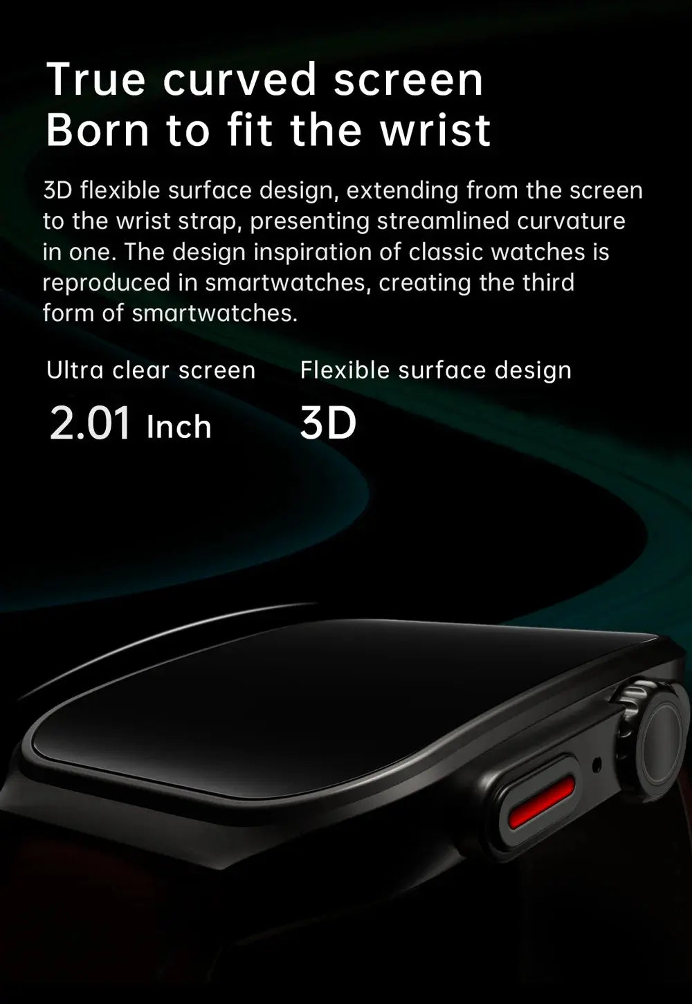 Smart Watch 2.01" Curved AMOLED Screen 3D Flexible Design 120+ Sports Modes Long Battery Life Watch for Daily & Sports Use GreatEagleInc