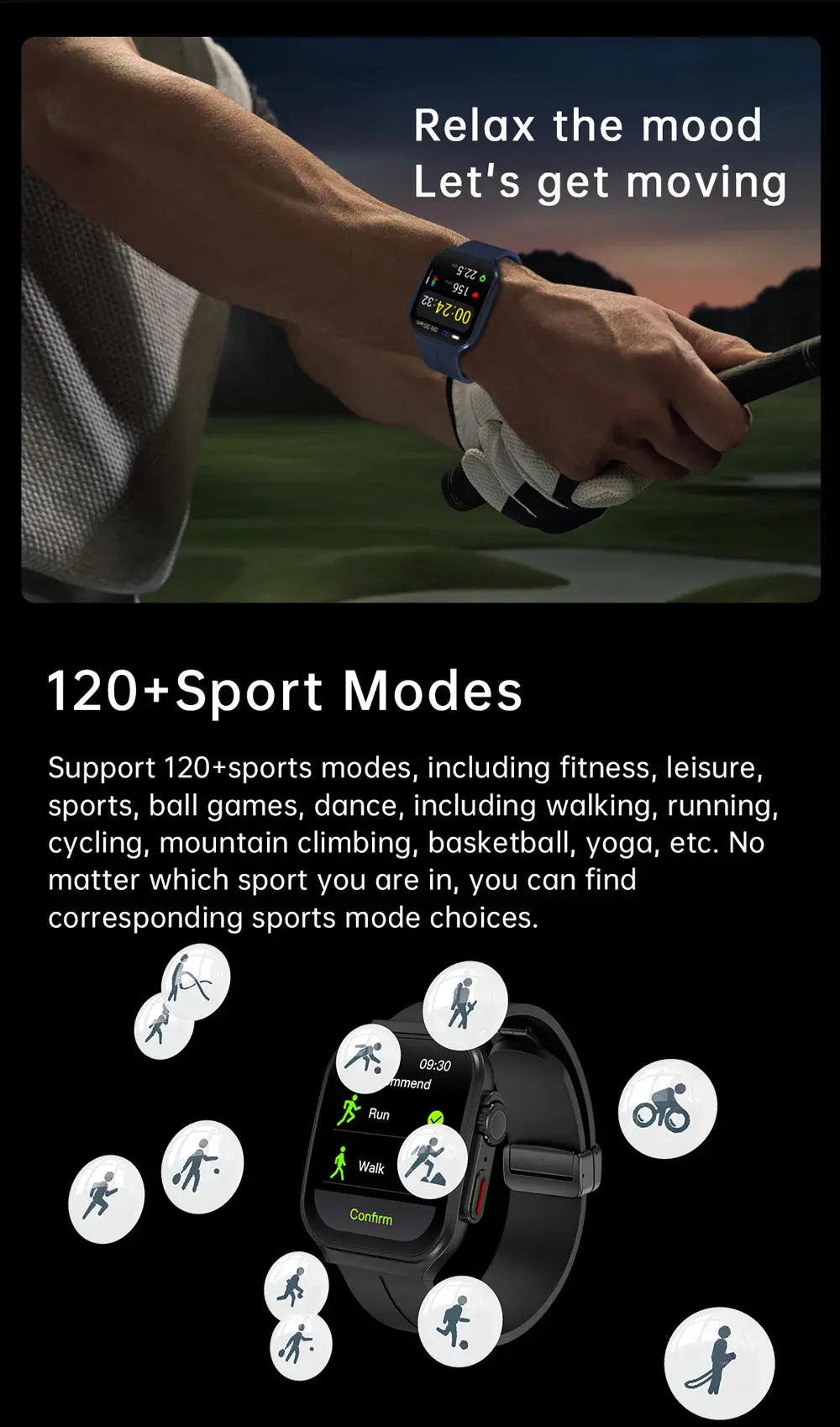 Smart Watch 2.01" Curved AMOLED Screen 3D Flexible Design 120+ Sports Modes Long Battery Life Watch for Daily & Sports Use GreatEagleInc