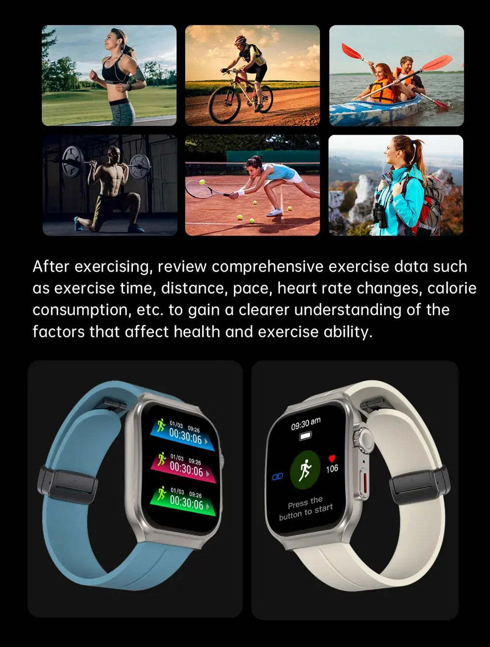 Smart Watch 2.01" Curved AMOLED Screen 3D Flexible Design 120+ Sports Modes Long Battery Life Watch for Daily & Sports Use GreatEagleInc