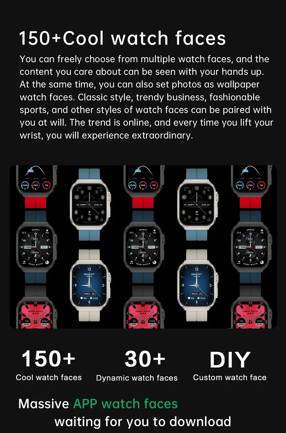 Smart Watch 2.01" Curved AMOLED Screen 3D Flexible Design 120+ Sports Modes Long Battery Life Watch for Daily & Sports Use GreatEagleInc
