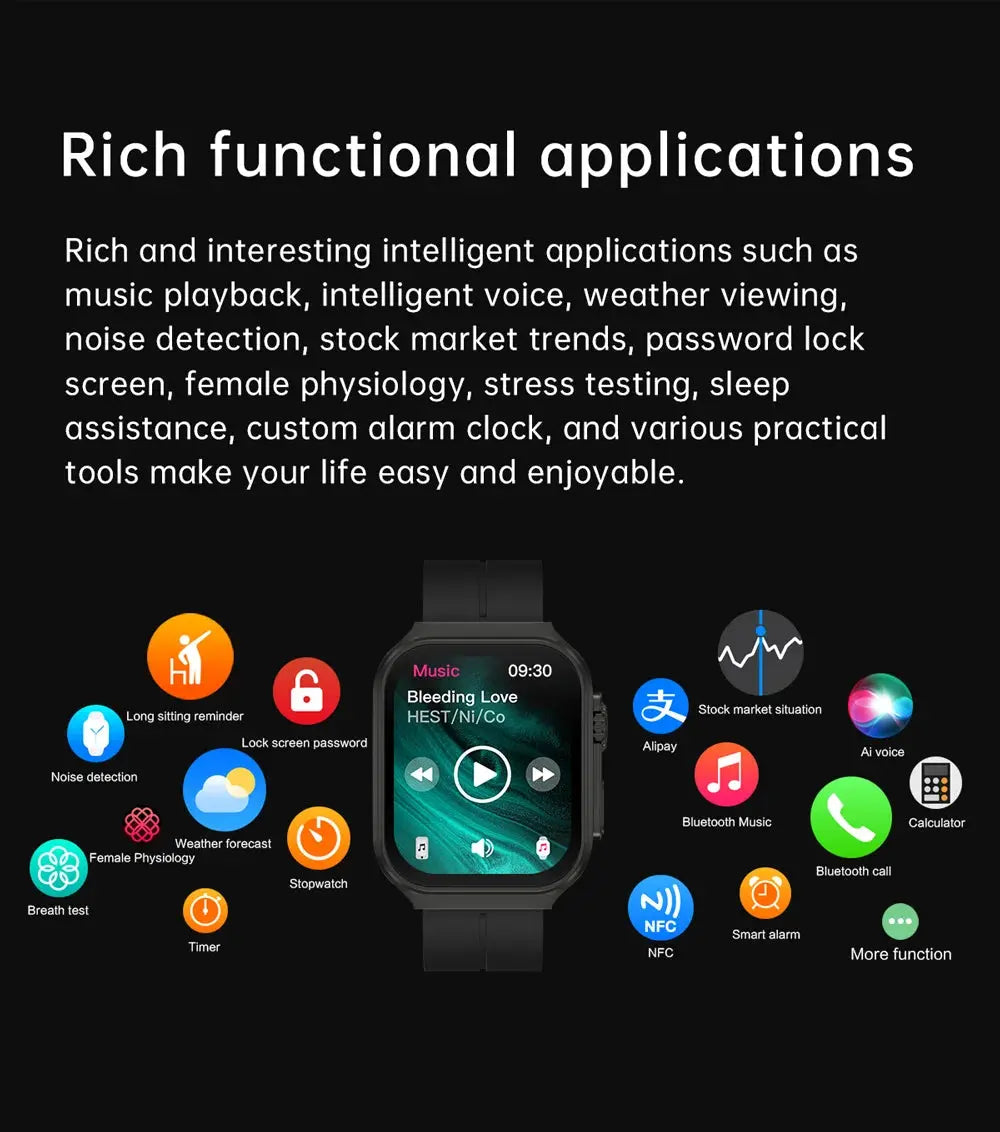 Smart Watch 2.01" Curved AMOLED Screen 3D Flexible Design 120+ Sports Modes Long Battery Life Watch for Daily & Sports Use GreatEagleInc