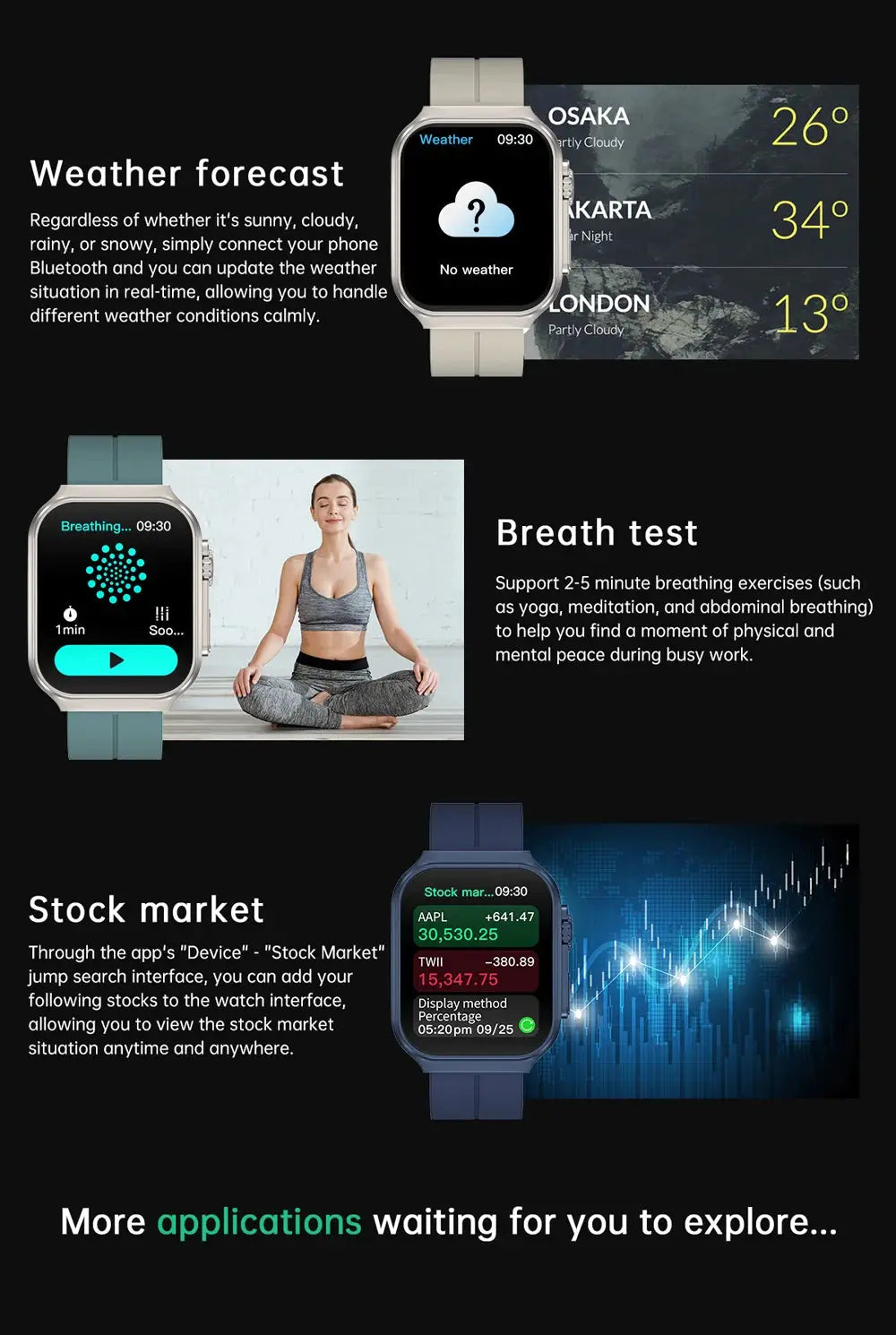 Smart Watch 2.01" Curved AMOLED Screen 3D Flexible Design 120+ Sports Modes Long Battery Life Watch for Daily & Sports Use GreatEagleInc