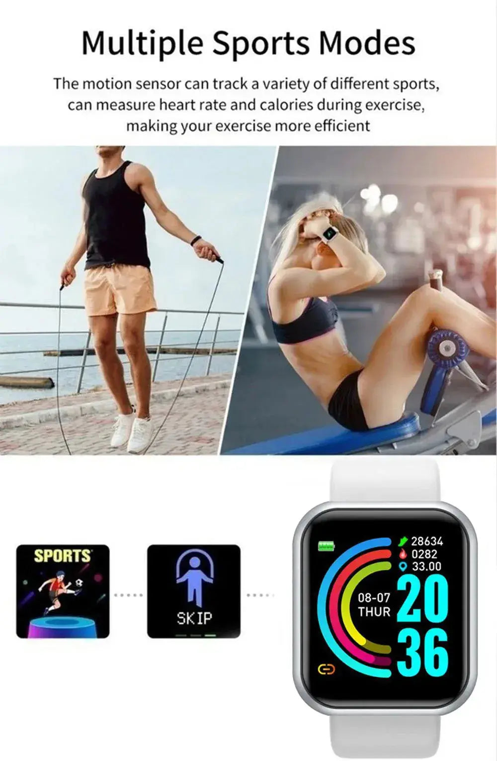 Smart Watch For Women Men Wristwatch Bluetooth Connected Phone Player Music Fitness Sport Bracelet Sleep Monitor Digital Watches GreatEagleInc